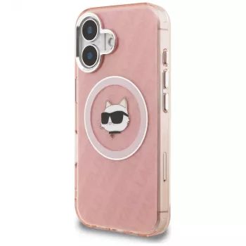 Karl Lagerfeld IML Choupette Head Logo Funda MagSafe para Apple iPhone 16, rosa