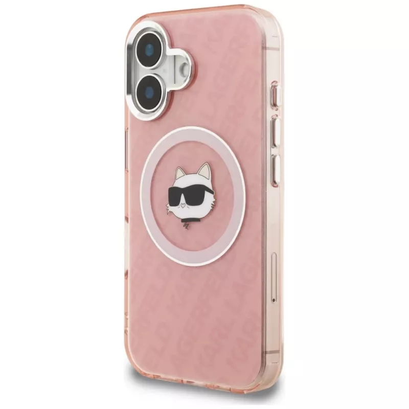 Karl Lagerfeld IML Choupette Head Logo Funda MagSafe para Apple iPhone 16, rosa