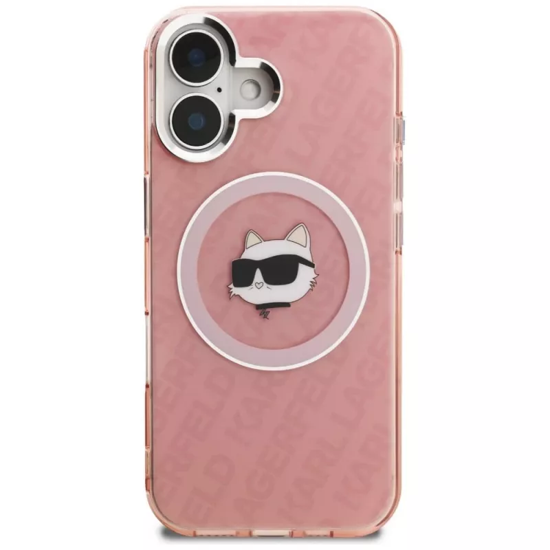 Karl Lagerfeld IML Choupette Head Logo Funda MagSafe para Apple iPhone 16, rosa