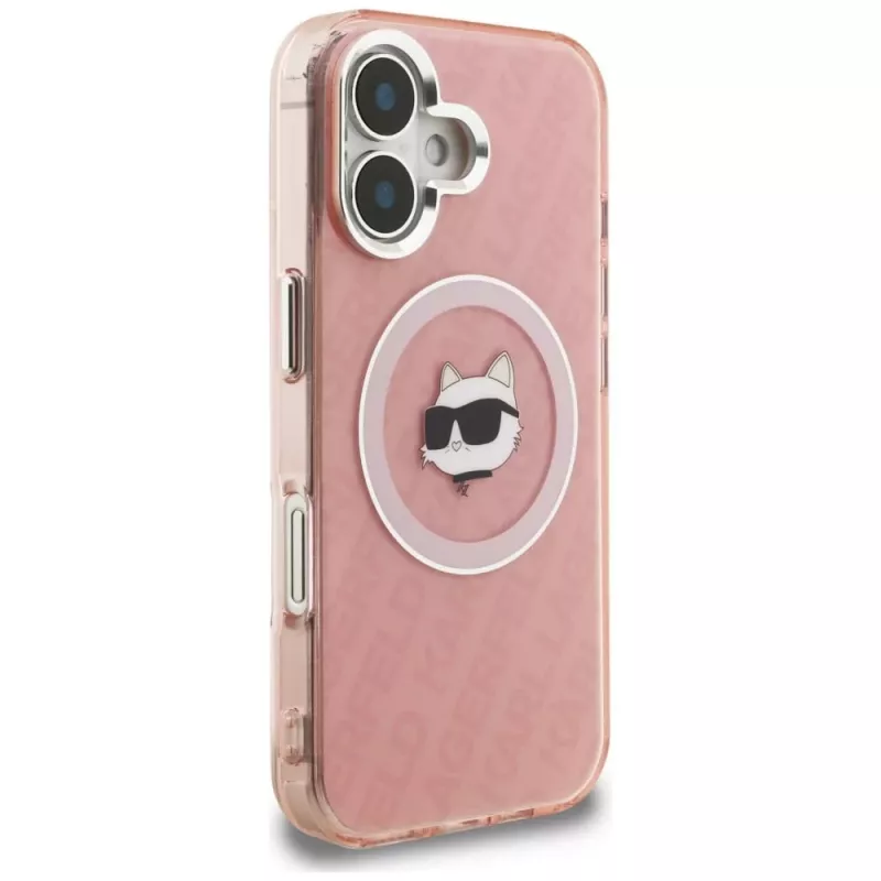 Karl Lagerfeld IML Choupette Head Logo Funda MagSafe para Apple iPhone 16, rosa