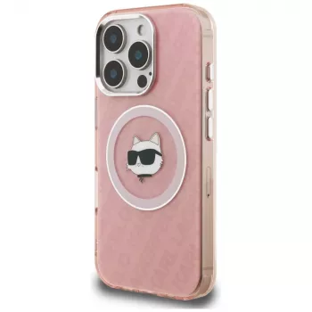 Karl Lagerfeld IML Choupette Head Logo Funda MagSafe para Apple iPhone 16 Pro, rosa