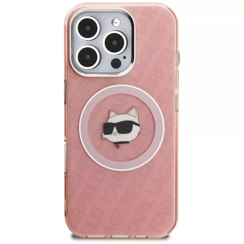 Karl Lagerfeld IML Choupette Head Logo Funda MagSafe para Apple iPhone 16 Pro Max, rosa