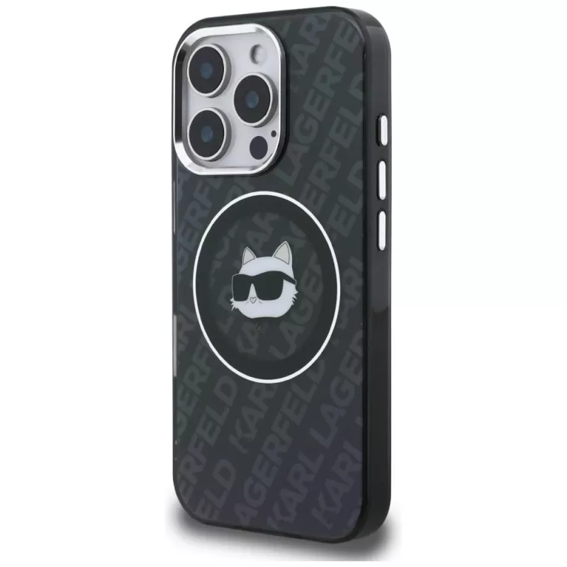 KARL LAGERFELD IML Choupette Head Logo funda MagSafe para Apple iPhone 16 Pro Max, negro