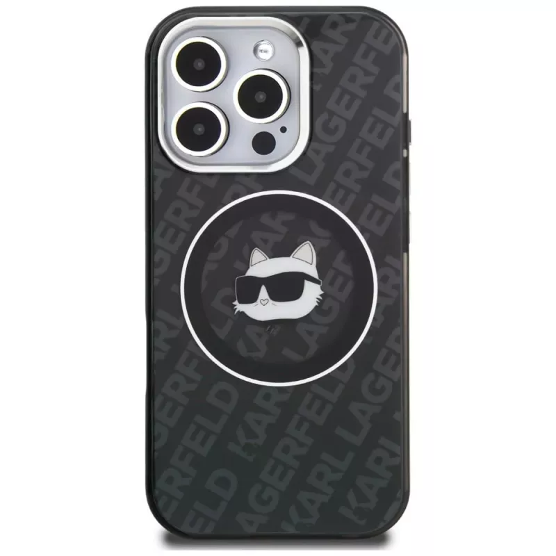 KARL LAGERFELD IML Choupette Head Logo funda MagSafe para Apple iPhone 16 Pro Max, negro