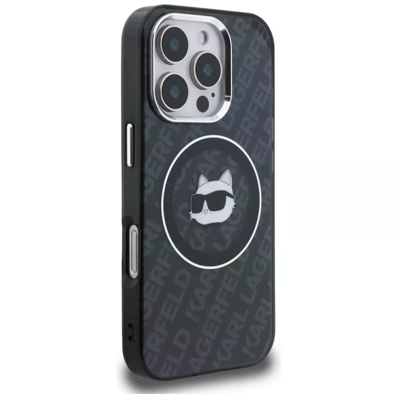 KARL LAGERFELD IML Choupette Head Logo funda MagSafe para Apple iPhone 16 Pro Max, negro