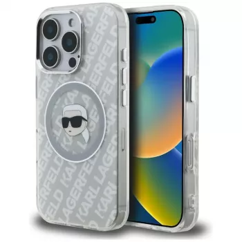 KARL LAGERFELD IML Karl Head Logo funda MagSafe para Apple iPhone 16 Pro, gris