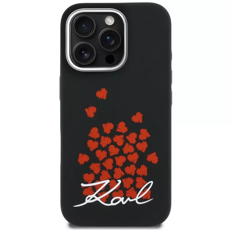 Karl Lagerfeld Silicone Heart SignLogo funda MagSafe para iPhone 16 Pro negro