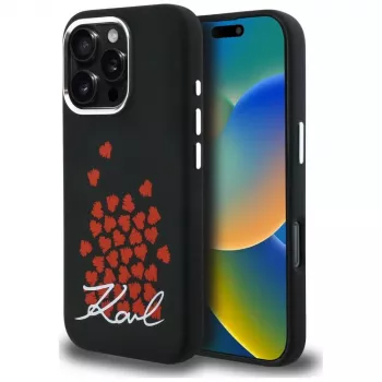 Karl Lagerfeld Silicone Heart SignLogo funda MagSafe para iPhone 16 Pro Max negro