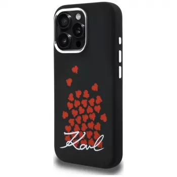 Karl Lagerfeld Silicone Heart SignLogo funda MagSafe para iPhone 16 Pro Max negro