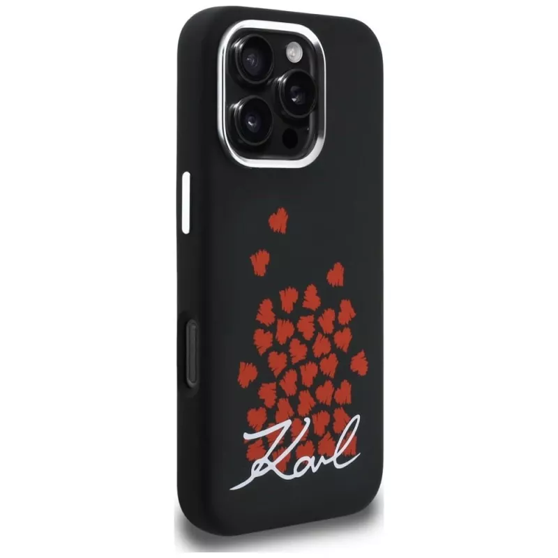 Karl Lagerfeld Silicone Heart SignLogo funda MagSafe para iPhone 16 Pro Max negro