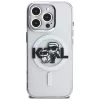 Karl Lagerfeld IML Glitter Karl & Choupette Sketch Logo funda MagSafe para iPhone 16 Pro Max transparente