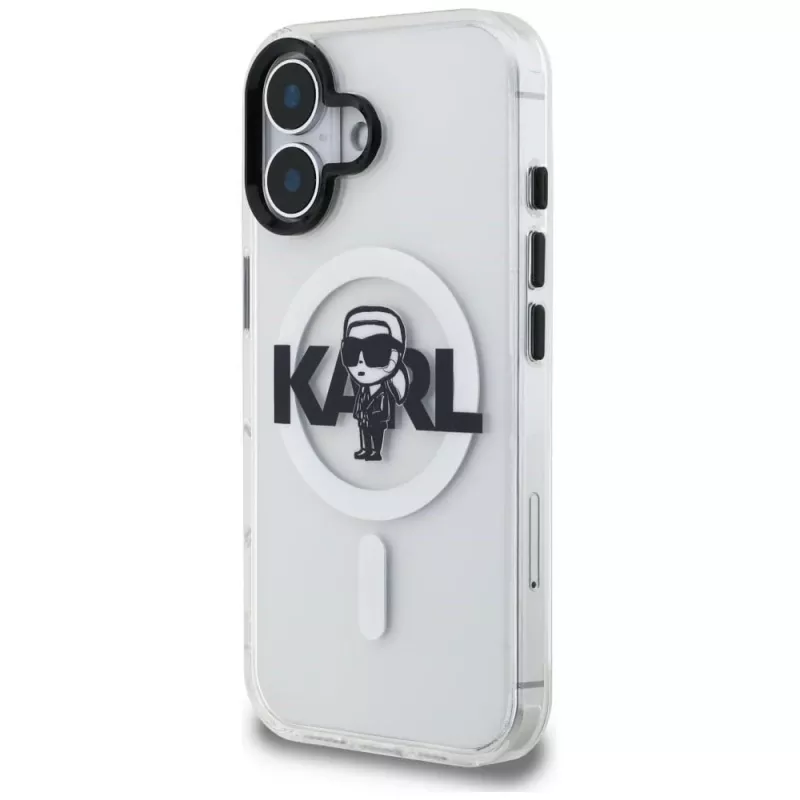KARL LAGERFELD IML Karl Sketch Logo funda MagSafe para iPhone 16, transparente
