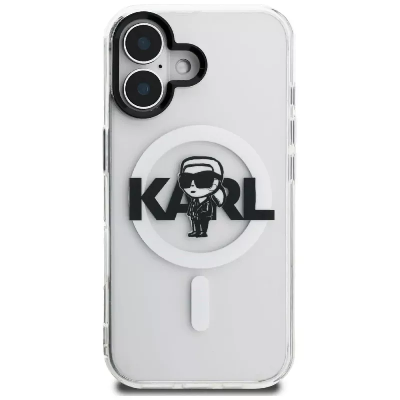 KARL LAGERFELD IML Karl Sketch Logo funda MagSafe para iPhone 16, transparente