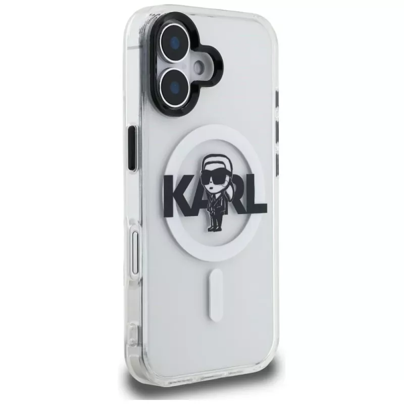 KARL LAGERFELD IML Karl Sketch Logo funda MagSafe para iPhone 16, transparente
