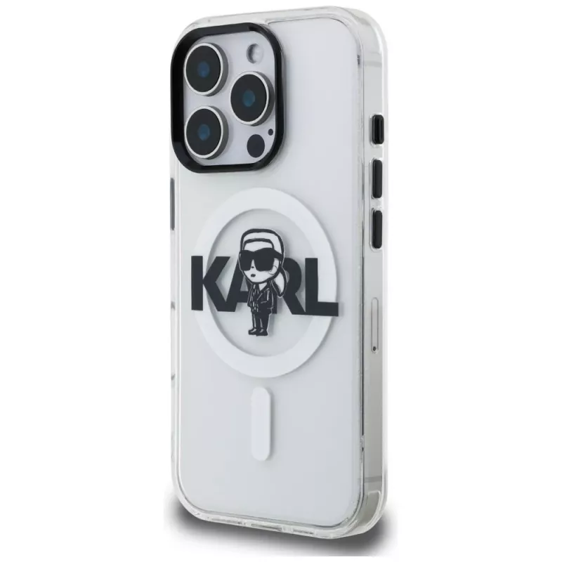 KARL LAGERFELD IML Karl Sketch Logo funda MagSafe para Apple iPhone 16 Pro, transparente