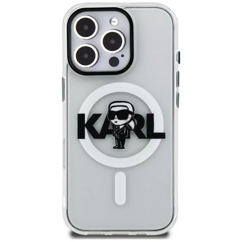 KARL LAGERFELD IML Karl Sketch Logo funda MagSafe para Apple iPhone 16 Pro, transparente