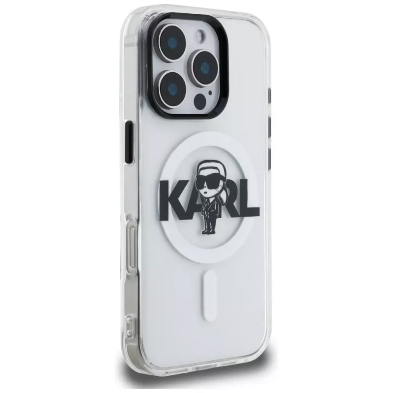 KARL LAGERFELD IML Karl Sketch Logo funda MagSafe para Apple iPhone 16 Pro, transparente