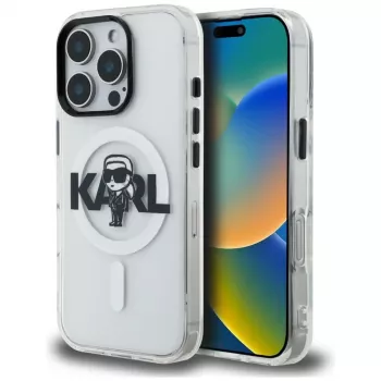 Karl Lagerfeld IML Karl Sketch Logo funda MagSafe para iPhone 16 Pro Max, transparente