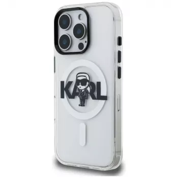 Karl Lagerfeld IML Karl Sketch Logo funda MagSafe para iPhone 16 Pro Max, transparente