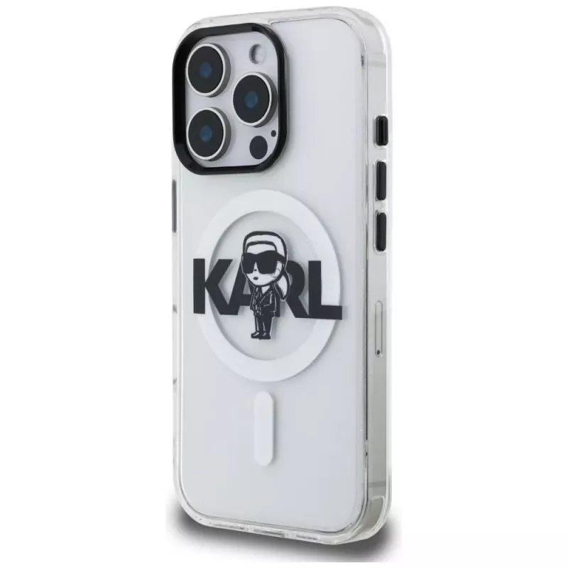 Karl Lagerfeld IML Karl Sketch Logo funda MagSafe para iPhone 16 Pro Max, transparente