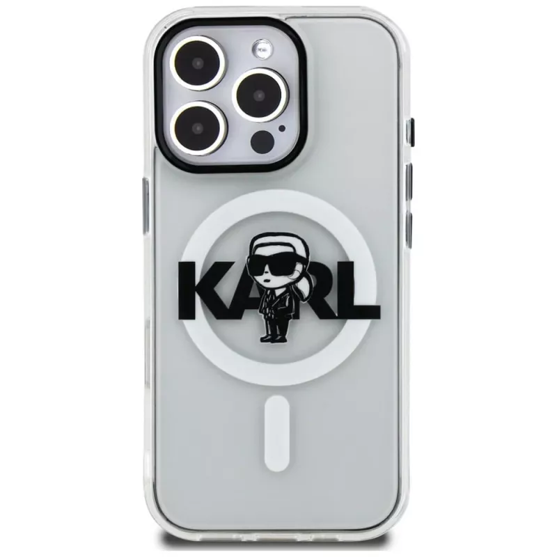 Karl Lagerfeld IML Karl Sketch Logo funda MagSafe para iPhone 16 Pro Max, transparente