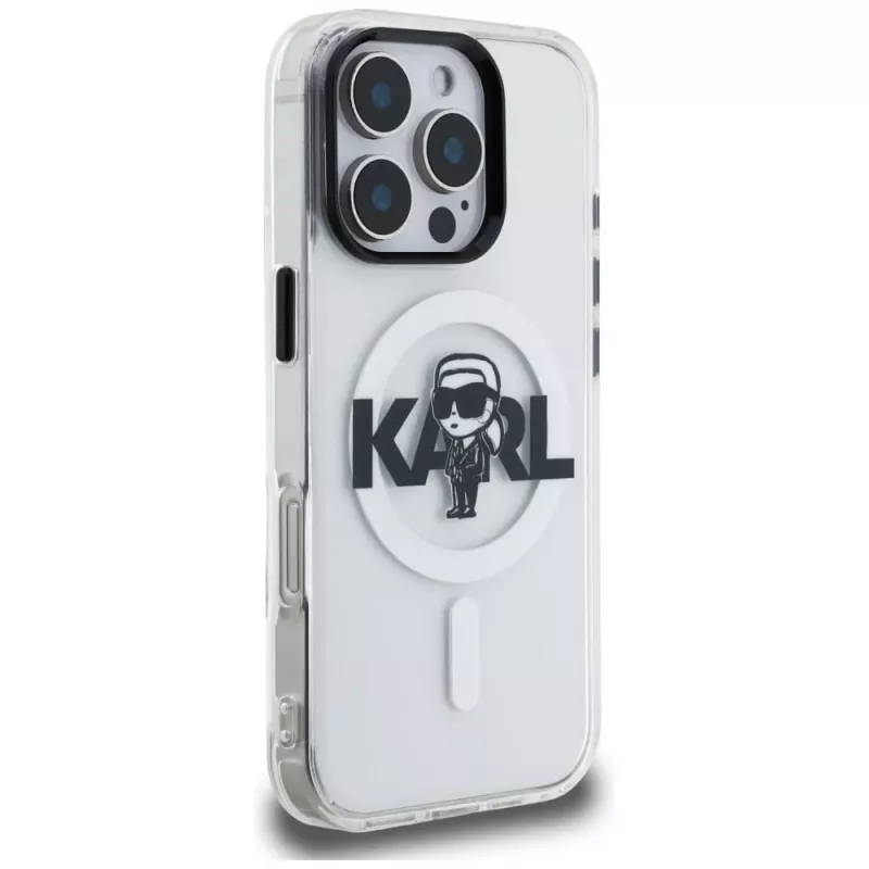 Karl Lagerfeld IML Karl Sketch Logo funda MagSafe para iPhone 16 Pro Max, transparente