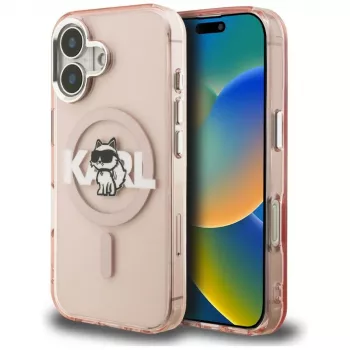 KARL LAGERFELD IML Choupette Sketch Logo funda MagSafe para iPhone 16 rosa