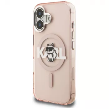 KARL LAGERFELD IML Choupette Sketch Logo funda MagSafe para iPhone 16 rosa
