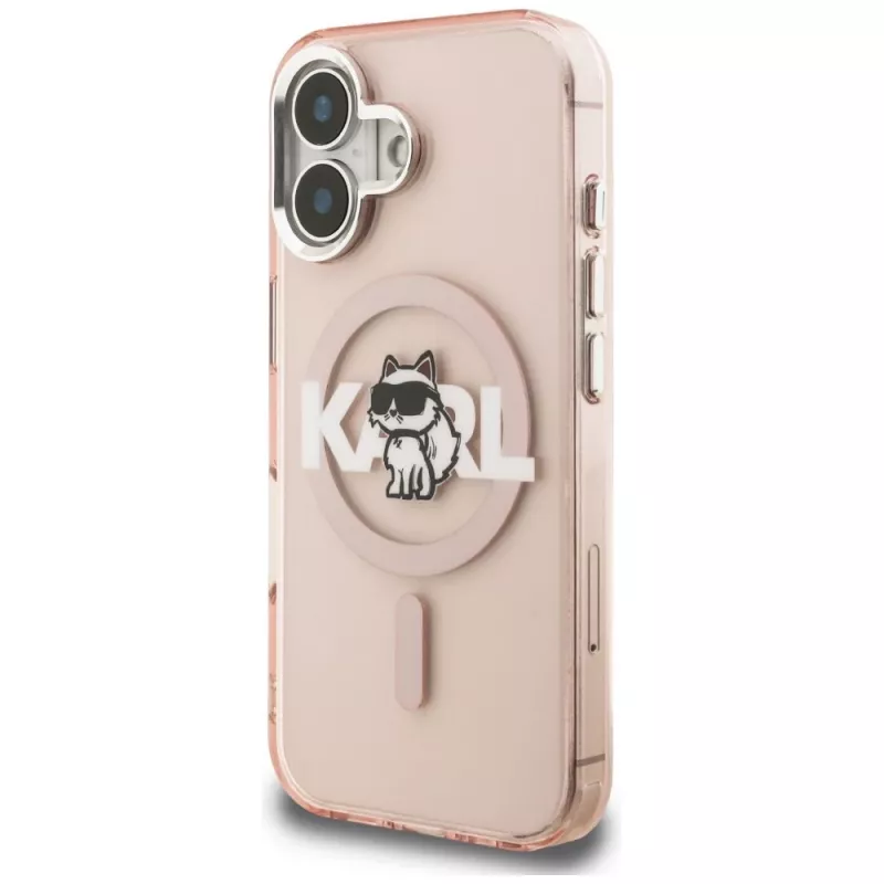 KARL LAGERFELD IML Choupette Sketch Logo funda MagSafe para iPhone 16 rosa