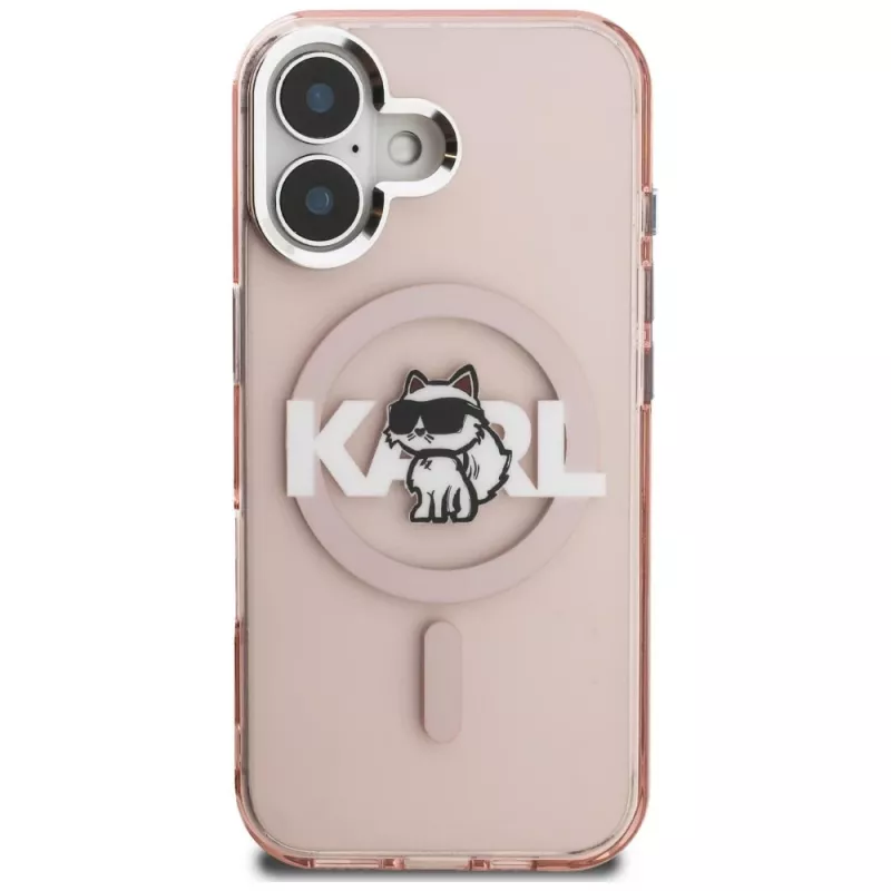 KARL LAGERFELD IML Choupette Sketch Logo funda MagSafe para iPhone 16 rosa