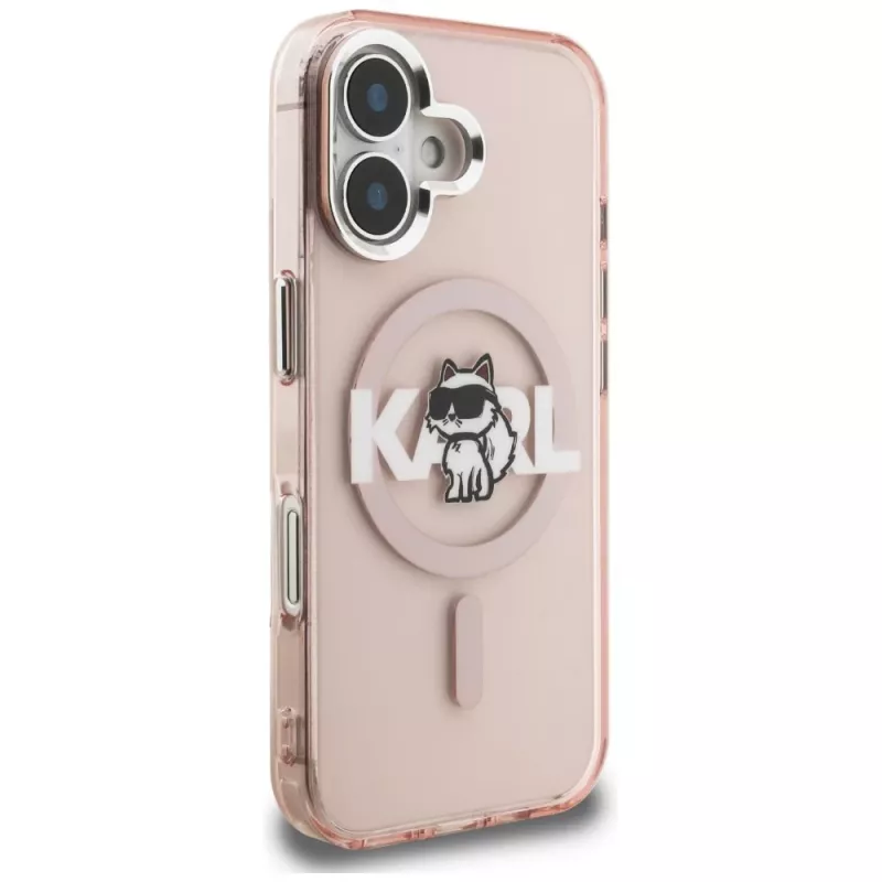 KARL LAGERFELD IML Choupette Sketch Logo funda MagSafe para iPhone 16 rosa
