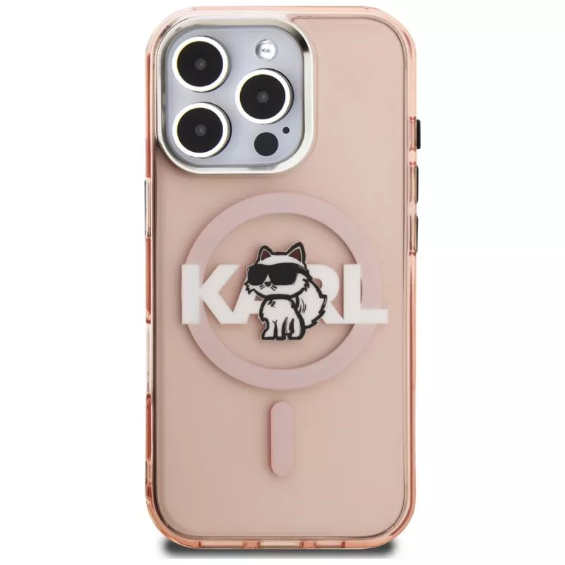 Karl Lagerfeld IML Choupette Sketch Logo funda MagSafe para iPhone 16 Pro rosa
