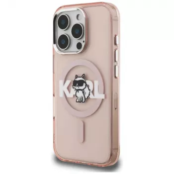 Karl Lagerfeld IML Choupette Sketch Logo funda MagSafe para iPhone 16 Pro Max, rosa