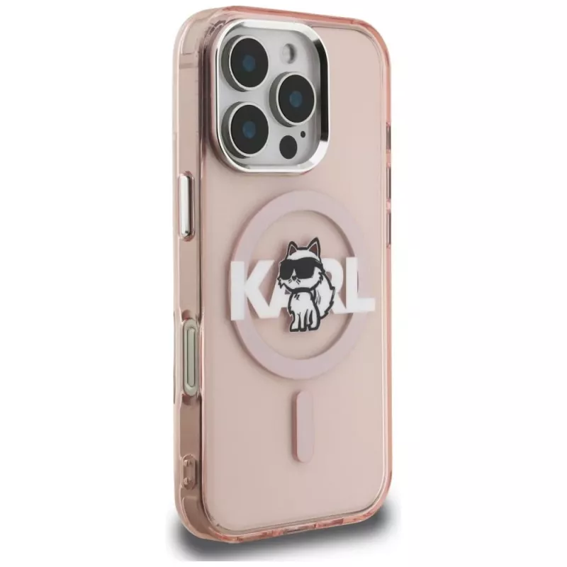 Karl Lagerfeld IML Choupette Sketch Logo funda MagSafe para iPhone 16 Pro Max, rosa