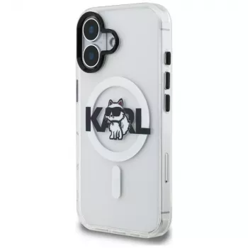Karl Lagerfeld IML Choupette Sketch Logo funda MagSafe para iPhone 16, transparente