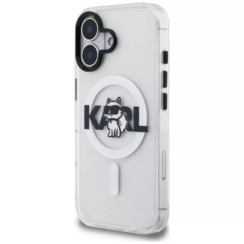 Karl Lagerfeld IML Choupette Sketch Logo funda MagSafe para iPhone 16, transparente