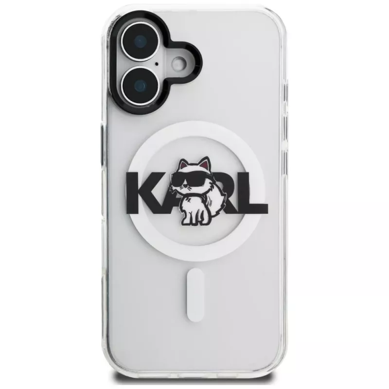 Karl Lagerfeld IML Choupette Sketch Logo funda MagSafe para iPhone 16, transparente