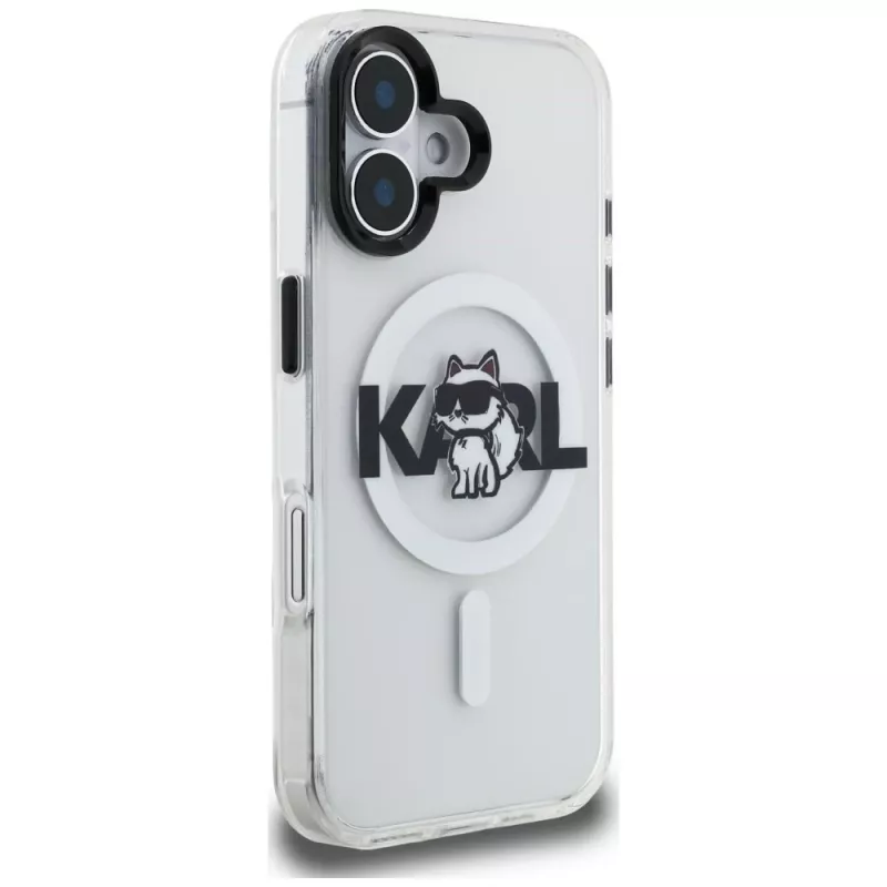 Karl Lagerfeld IML Choupette Sketch Logo funda MagSafe para iPhone 16, transparente