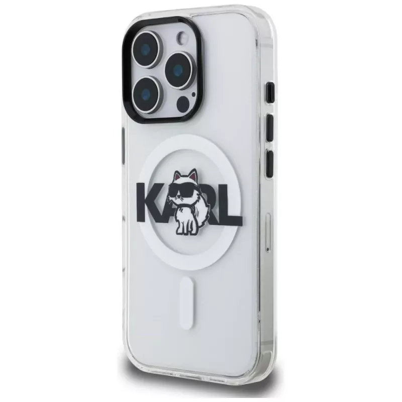 Karl Lagerfeld IML Choupette Sketch Logo funda MagSafe para iPhone 16 Pro, transparente