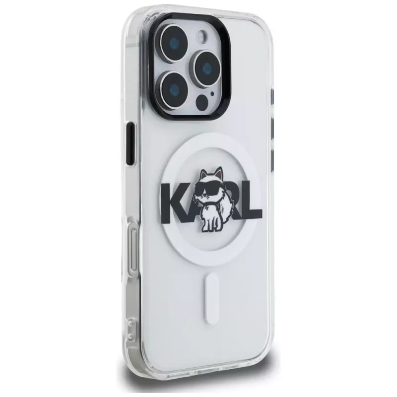 Karl Lagerfeld IML Choupette Sketch Logo funda MagSafe para iPhone 16 Pro, transparente
