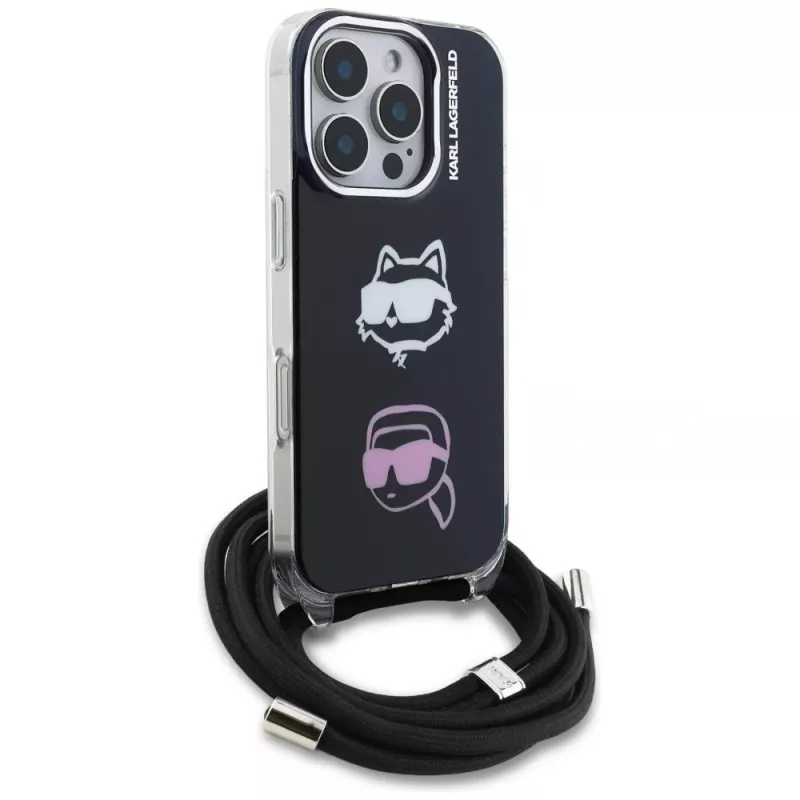 KARL LAGERFELD IML funda crossbody para iPhone 16 Pro, negro