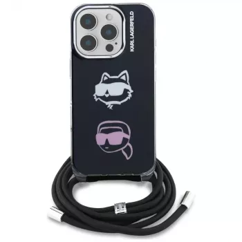 KARL LAGERFELD IML funda crossbody con Karl & Choupette Head para Apple iPhone 16 Pro Max, negro