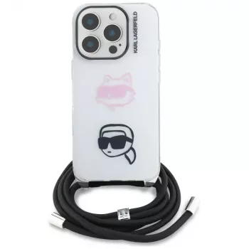 KARL LAGERFELD IML funda crossbody para Apple iPhone 16 Pro, blanco
