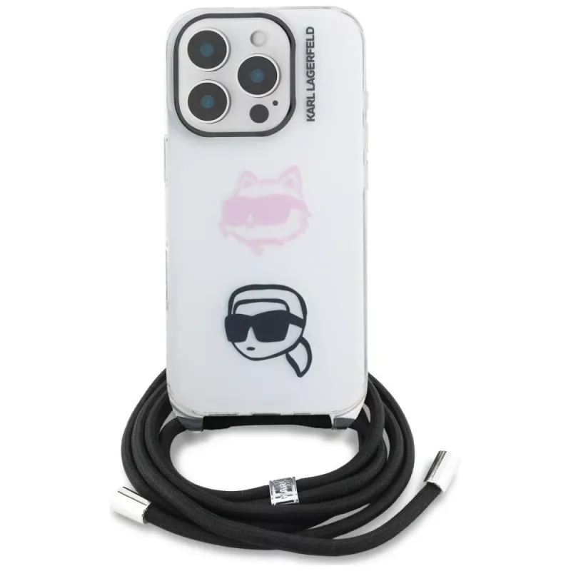 KARL LAGERFELD IML funda crossbody para Apple iPhone 16 Pro, blanco