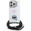 KARL LAGERFELD IML funda crossbody para iPhone 16 Pro Max, blanco, diseño Karl & Choupette Head