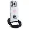 KARL LAGERFELD IML funda crossbody para iPhone 16 Pro Max, blanco, diseño Karl & Choupette Head