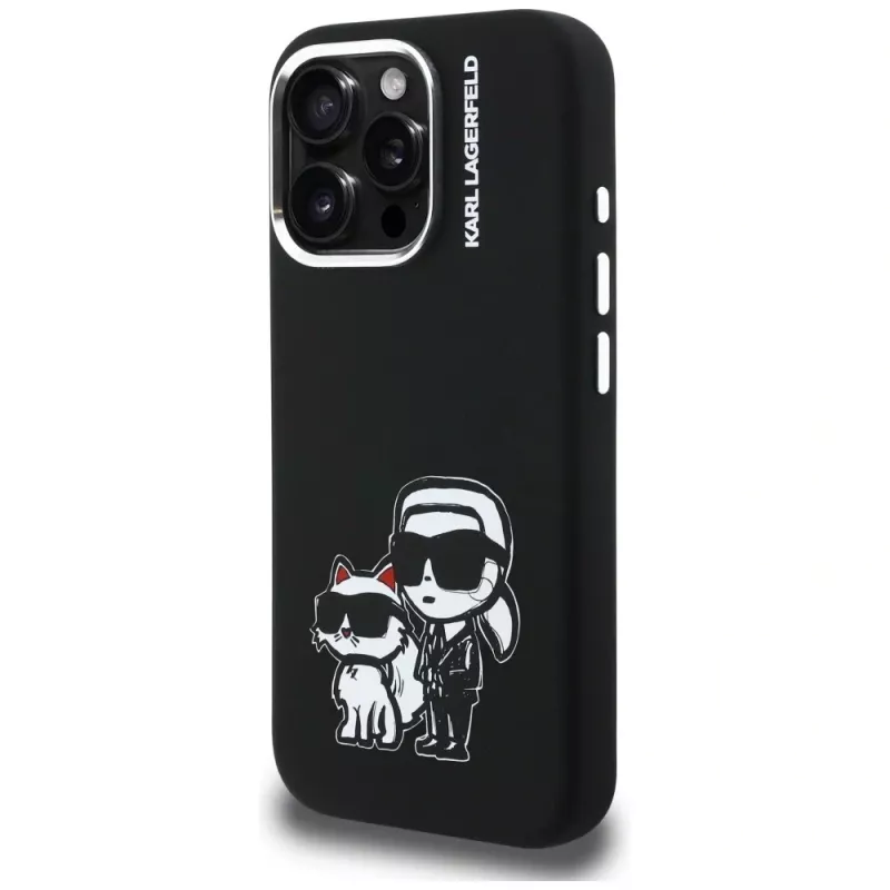 KARL LAGERFELD funda de silicona Karl & Choupette Sketch MagSafe para Apple iPhone 16 Pro, negro