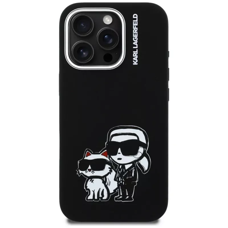 KARL LAGERFELD funda de silicona Karl & Choupette Sketch MagSafe para Apple iPhone 16 Pro Max, negro