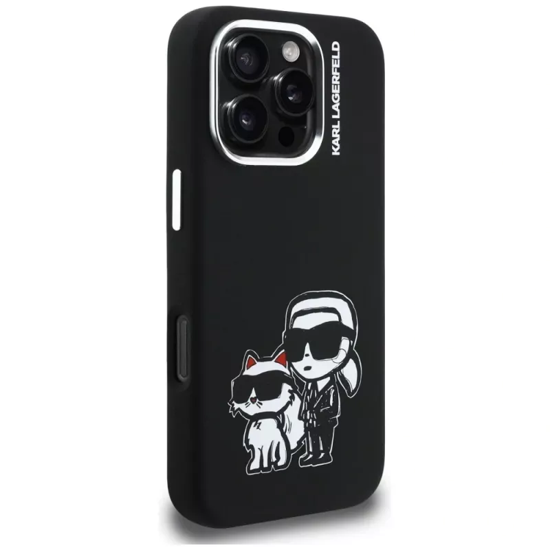 KARL LAGERFELD funda de silicona Karl & Choupette Sketch MagSafe para Apple iPhone 16 Pro Max, negro