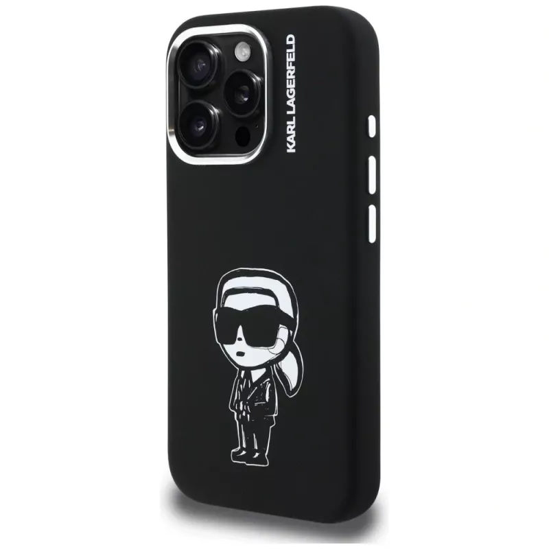 KARL LAGERFELD funda de silicona Karl Sketch MagSafe para Apple iPhone 16 Pro, negro